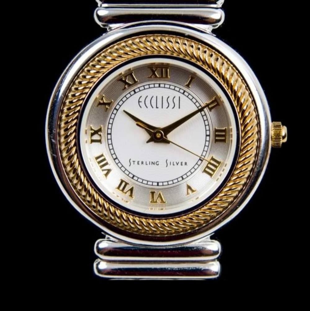 Eclissi Solid Sterling Silver and Gold Watch